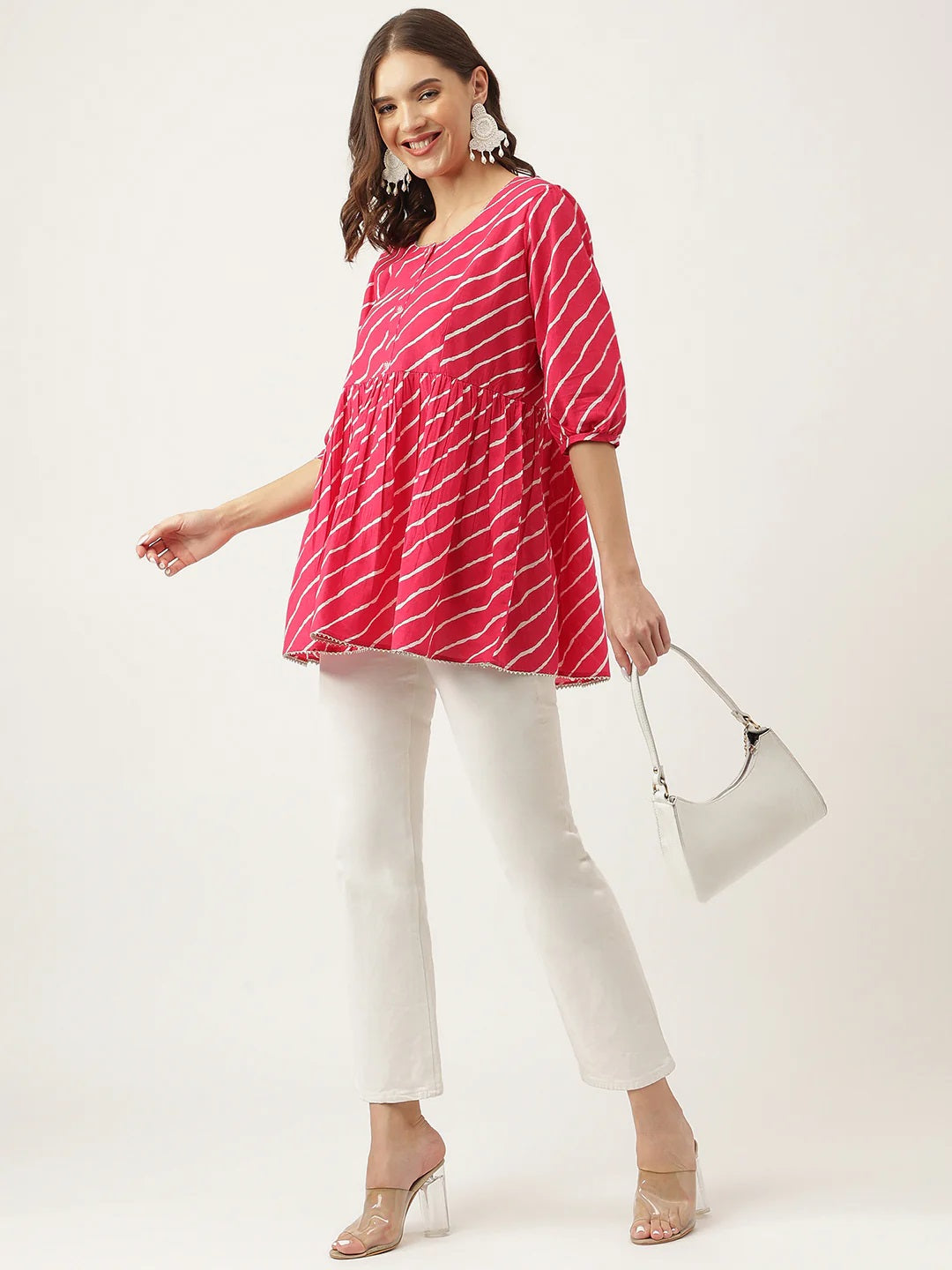 Leheriya Rayon Pink Regular Top