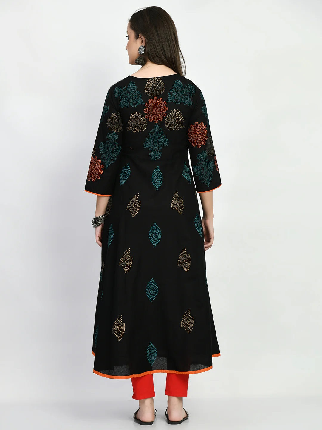 Black Handblock Printed Anarkali Kurta