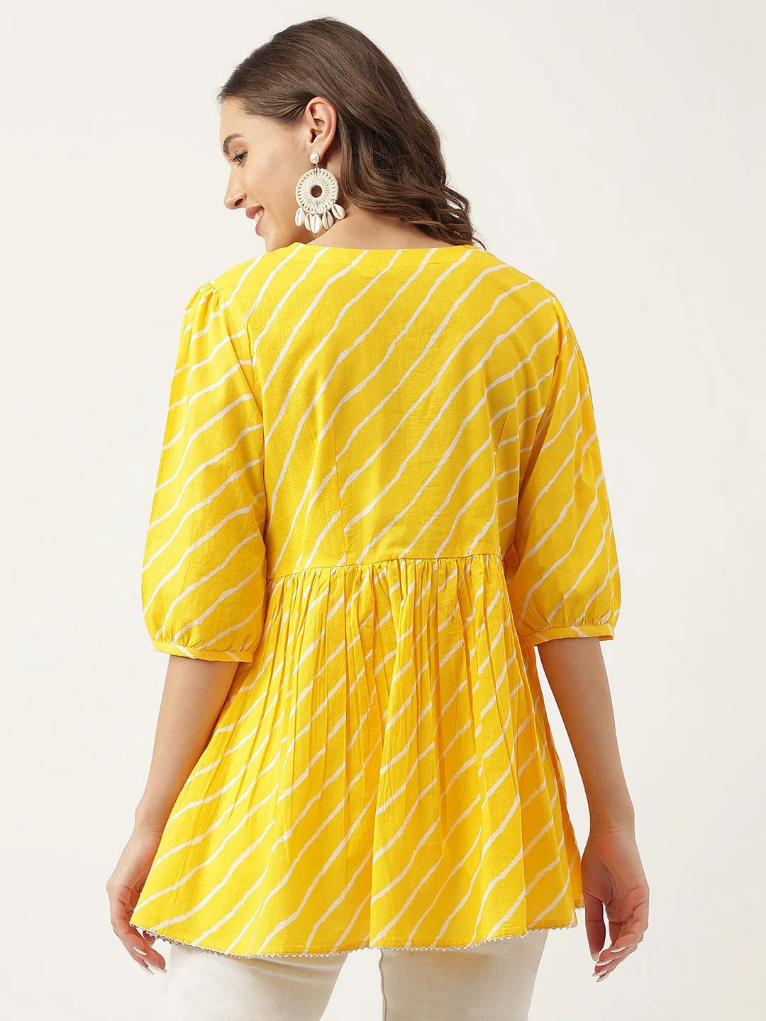 Leheriya Rayon Yellow Regular Top