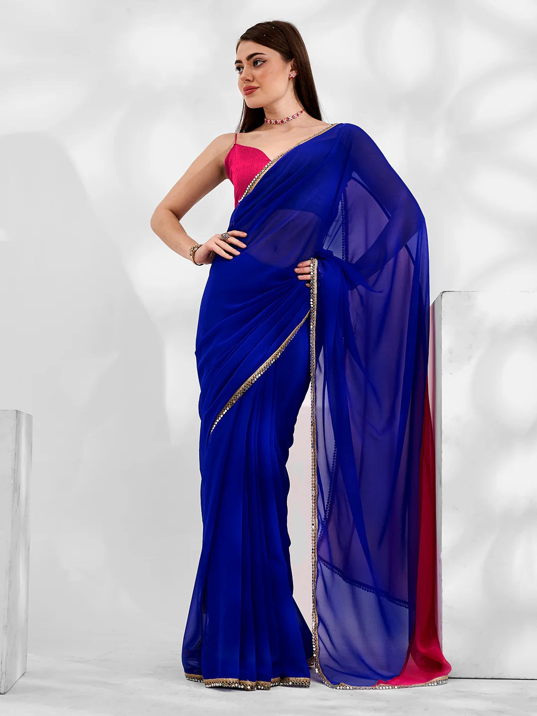 Women Party Wear Georgette Saree With Un Stitched Blouse