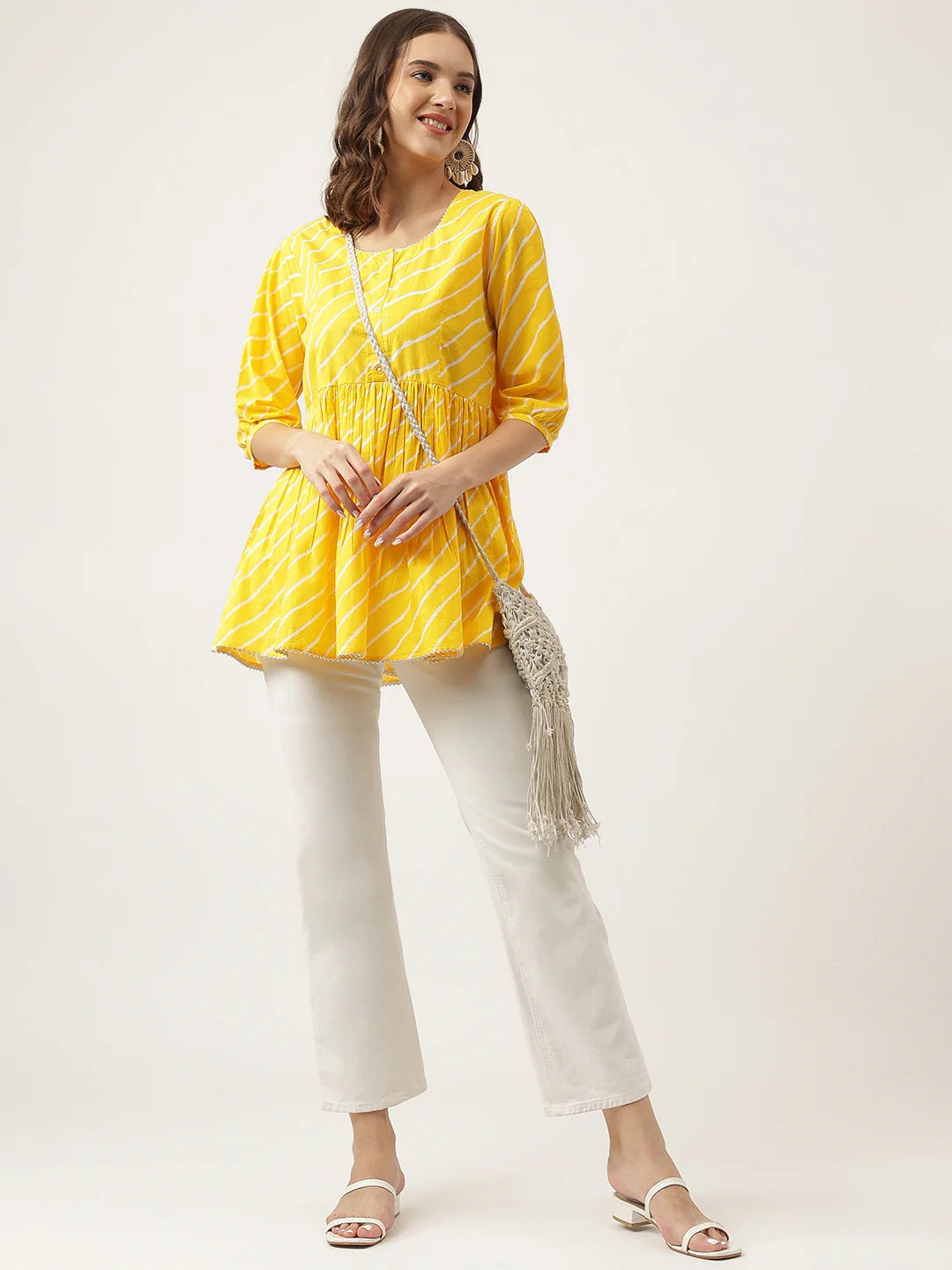 Leheriya Rayon Yellow Regular Top