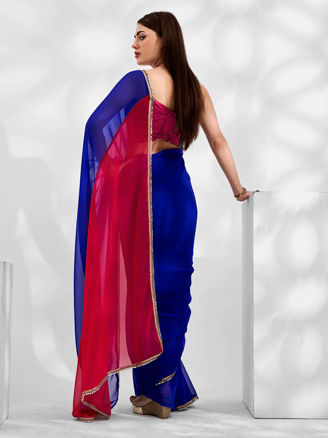 Women Party Wear Georgette Saree With Un Stitched Blouse