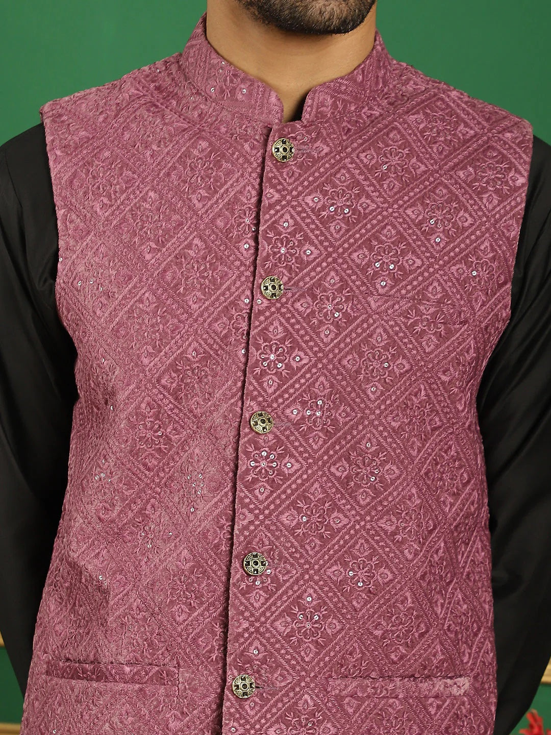 Men'S Sequins Velvet Nehru Jacket