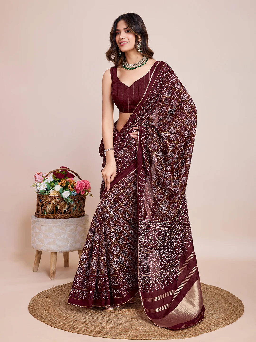 Women Party Wear Jari Weaving Pallu Semi Cotton Saree With Un Stitched Blouse(MAROON)