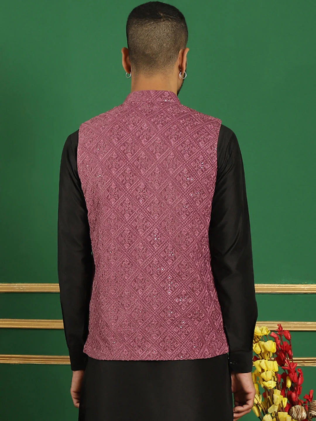 Men'S Sequins Velvet Nehru Jacket