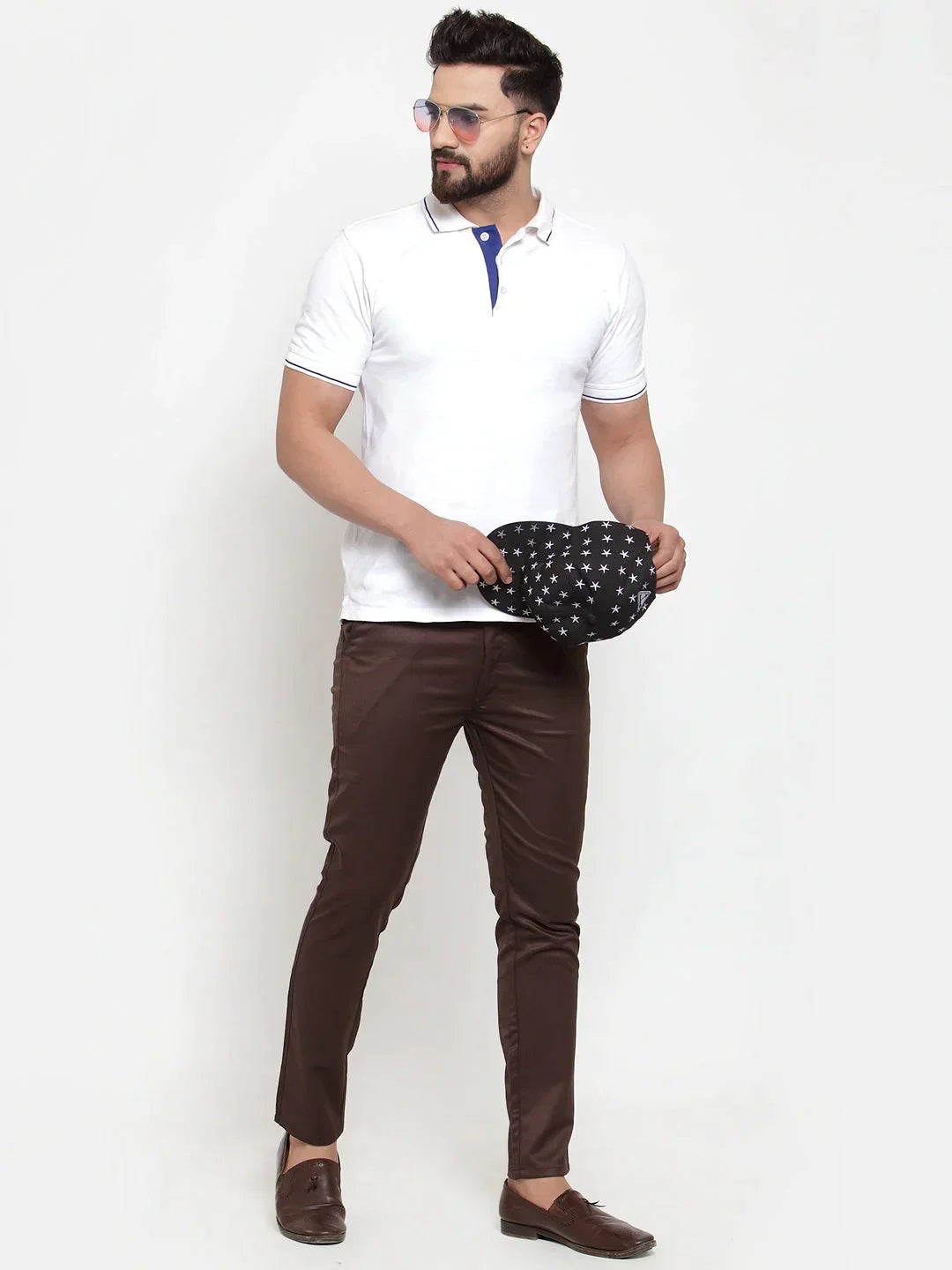 Men'S Brown Solid Formal Trousers