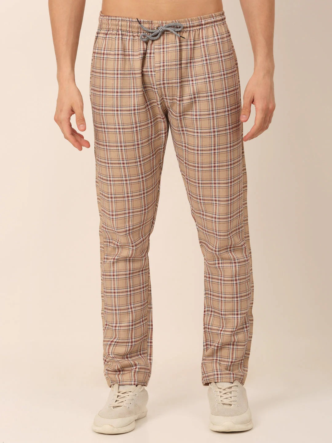 Men'S Checked Cotton Track Pants