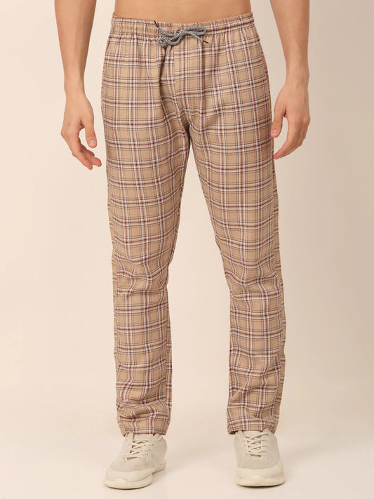 Men'S Checked Cotton Track Pants