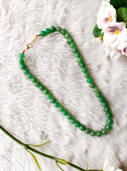 Green Aventurine Crystal Necklace 10mm