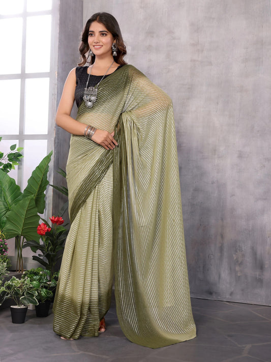 Women Party Wear Jari Weaving Worked Ready To Wear Saree With Un Stitched Blouse(Up To 44)