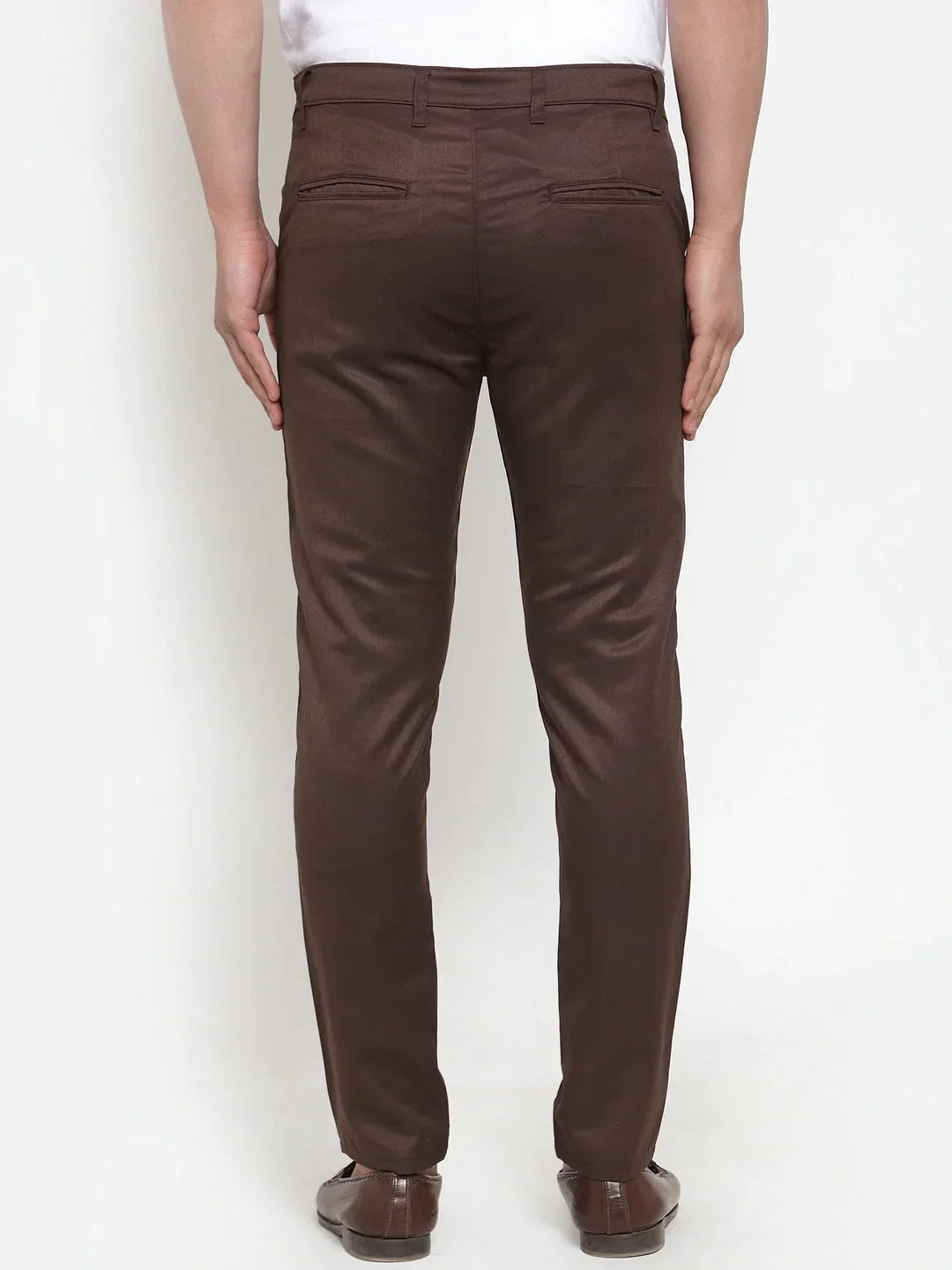 Men'S Brown Solid Formal Trousers