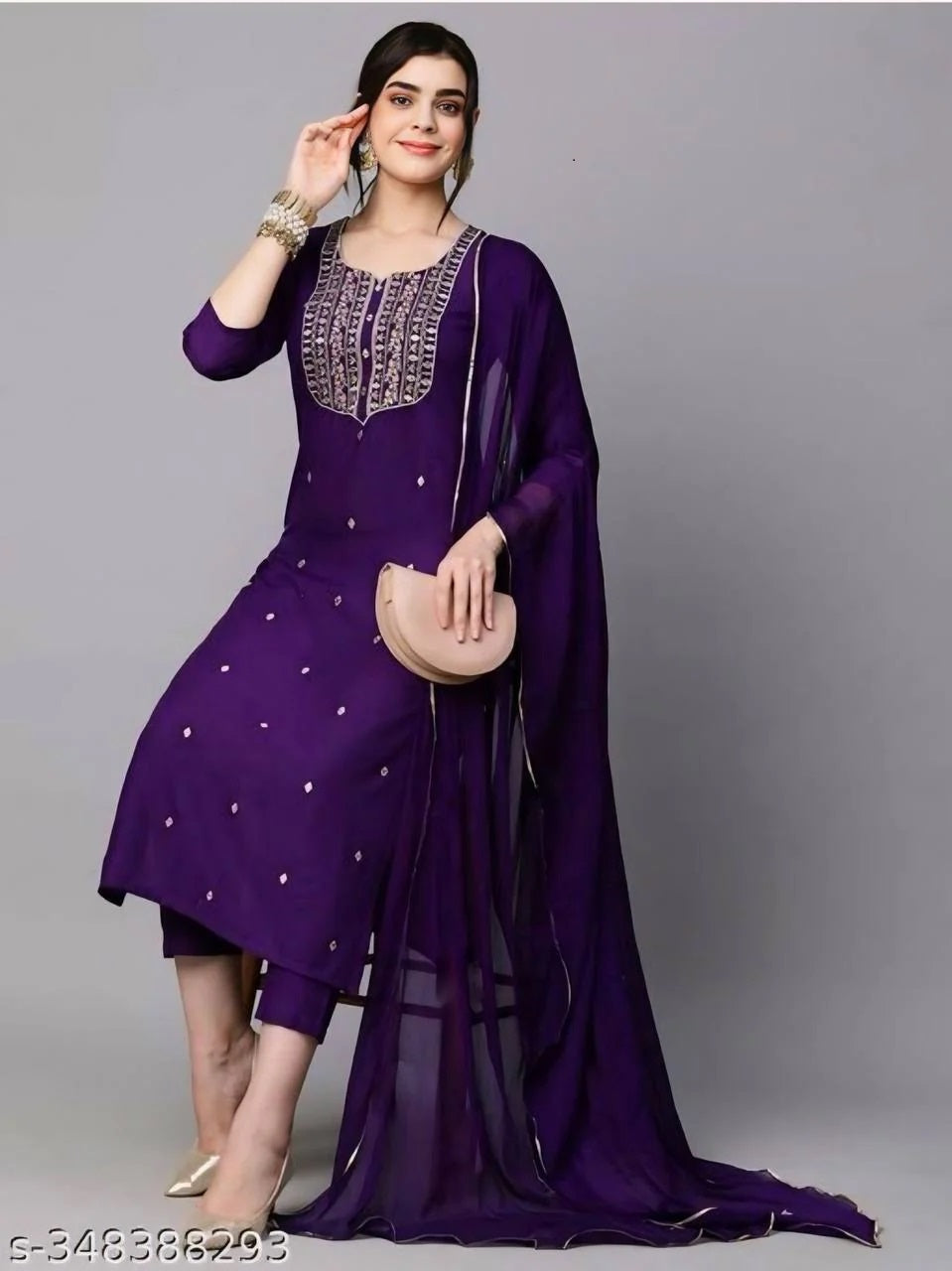 Women Party Wear Embroidery Worked Kurta With Pant And Duppata Set