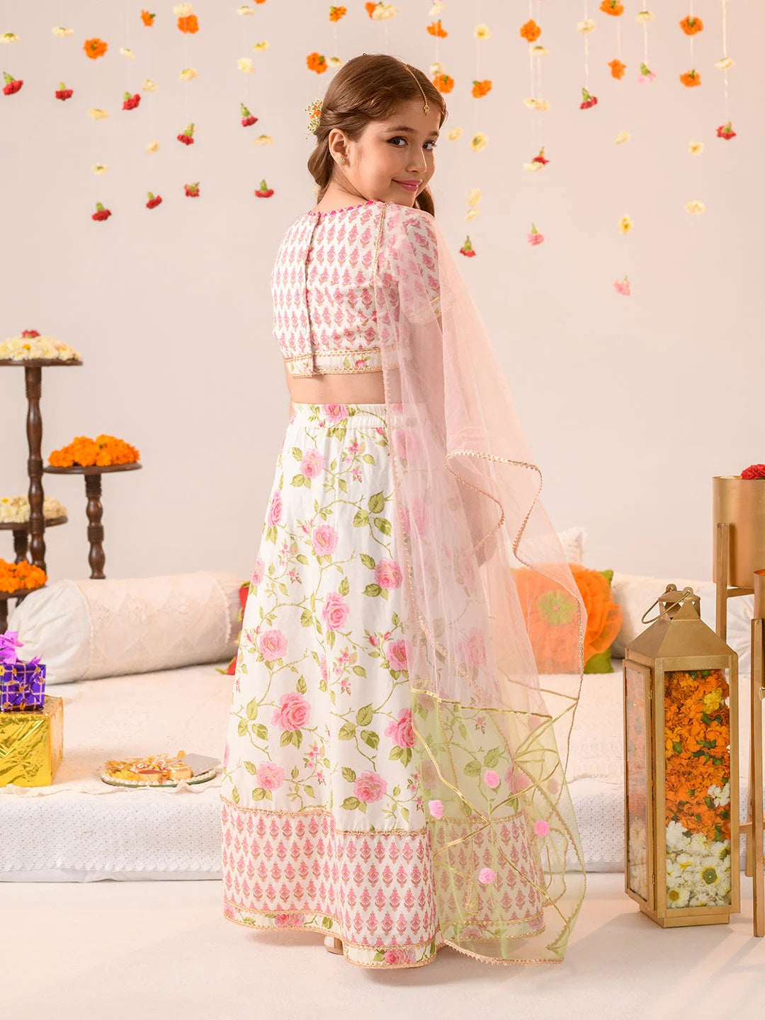 Girls Printed Ready To Wear Lehenga Blouse With Dupatta