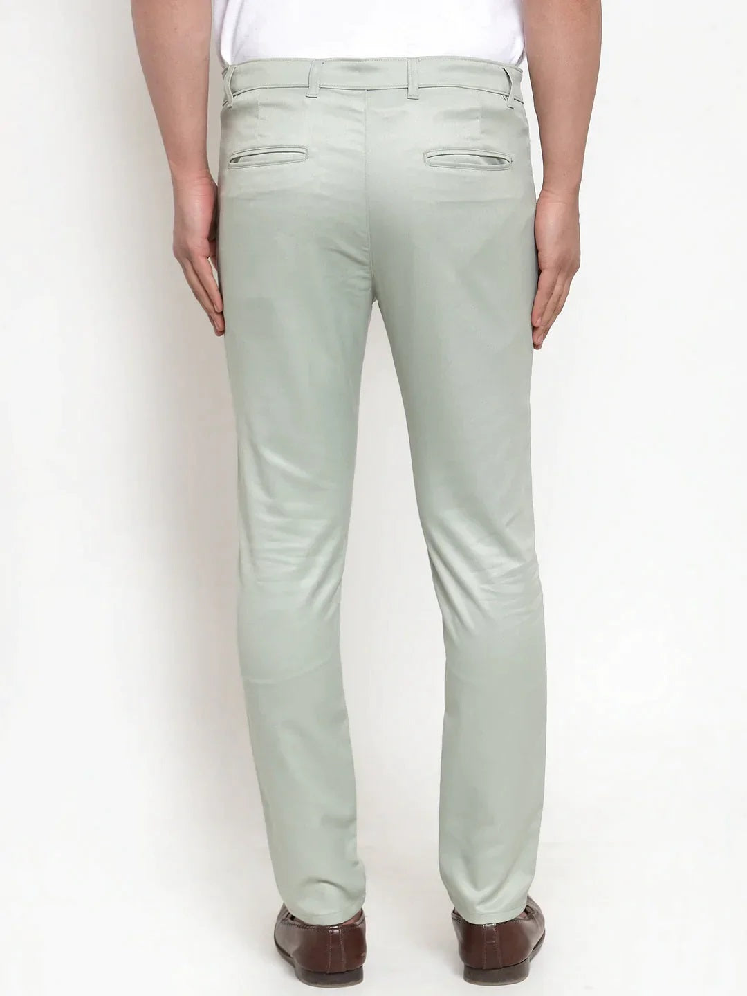 Men'S Green Solid Formal Trousers