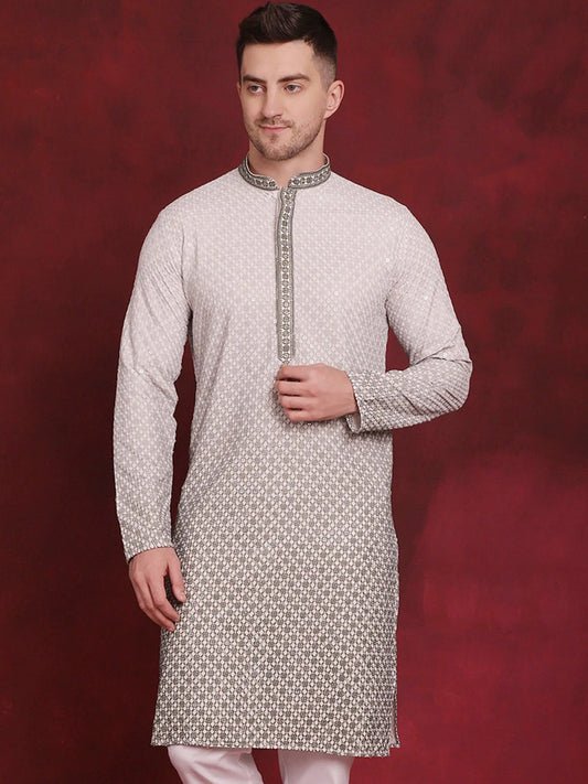 Men'S Sequins Embroidered Kurta With Pyjama