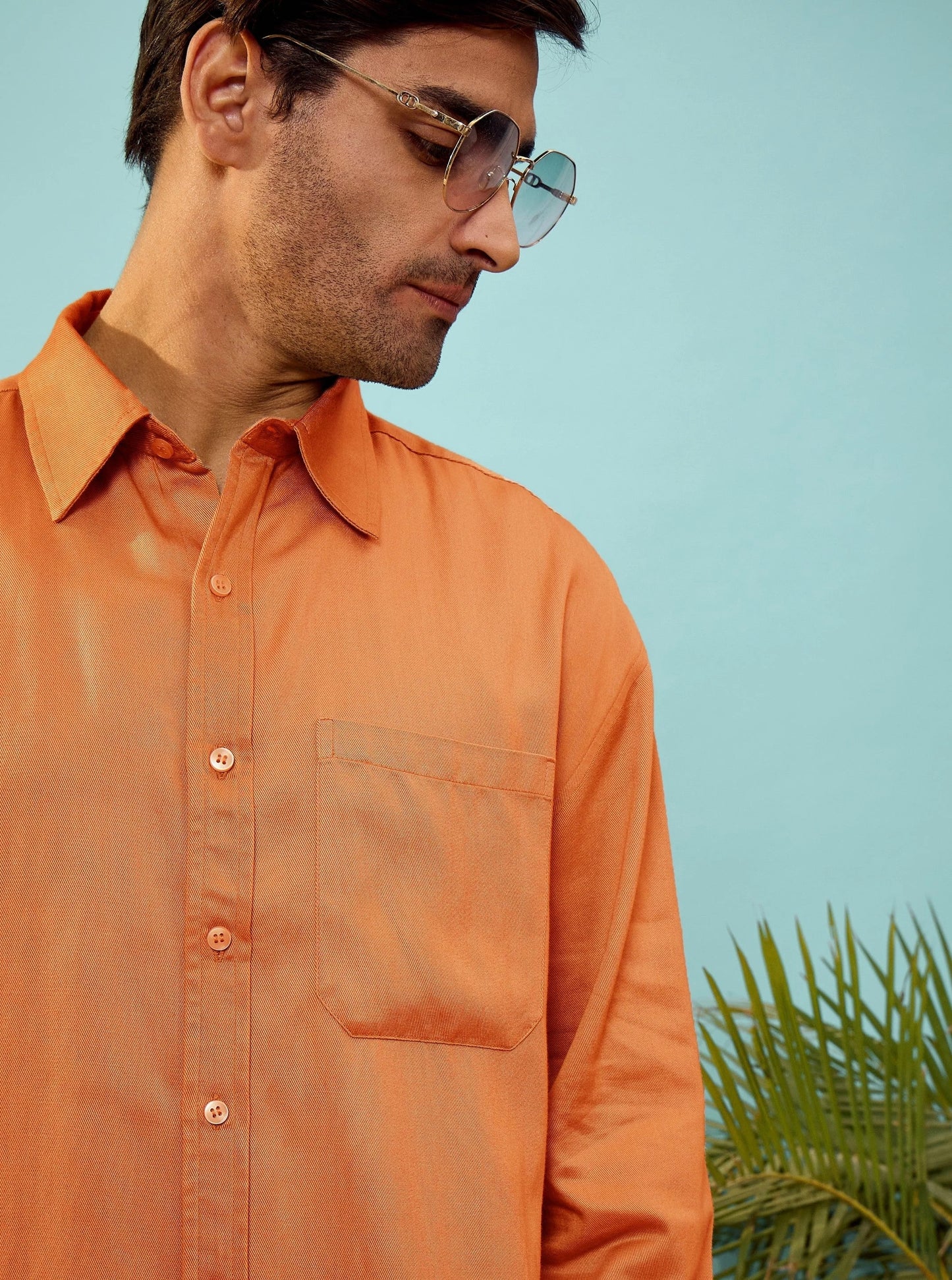 Men Rust Twill Oversize Shirt (Rust)