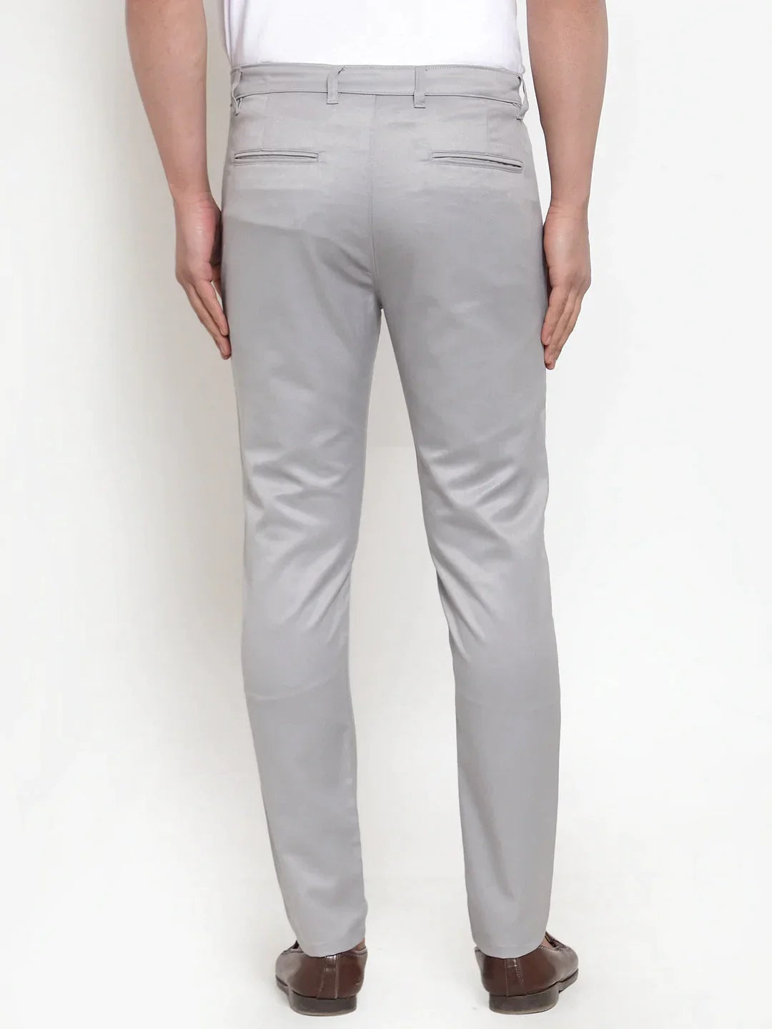 Men'S Grey Solid Formal Trousers