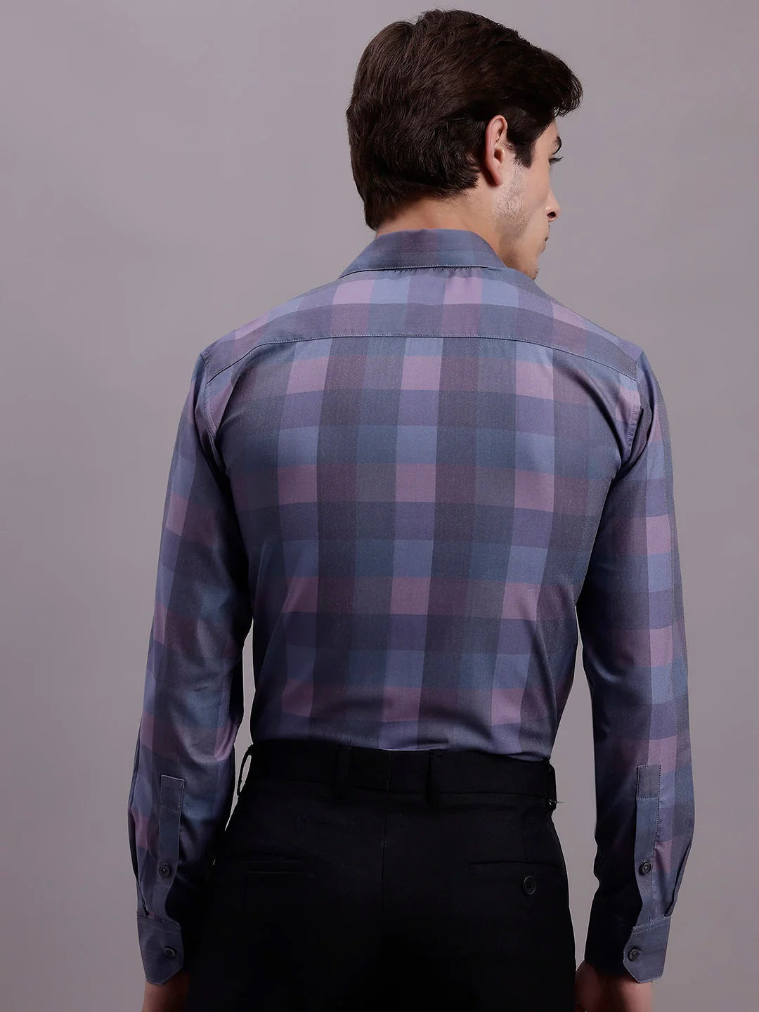 Men's Cotton Blend Checked Formal Shirt