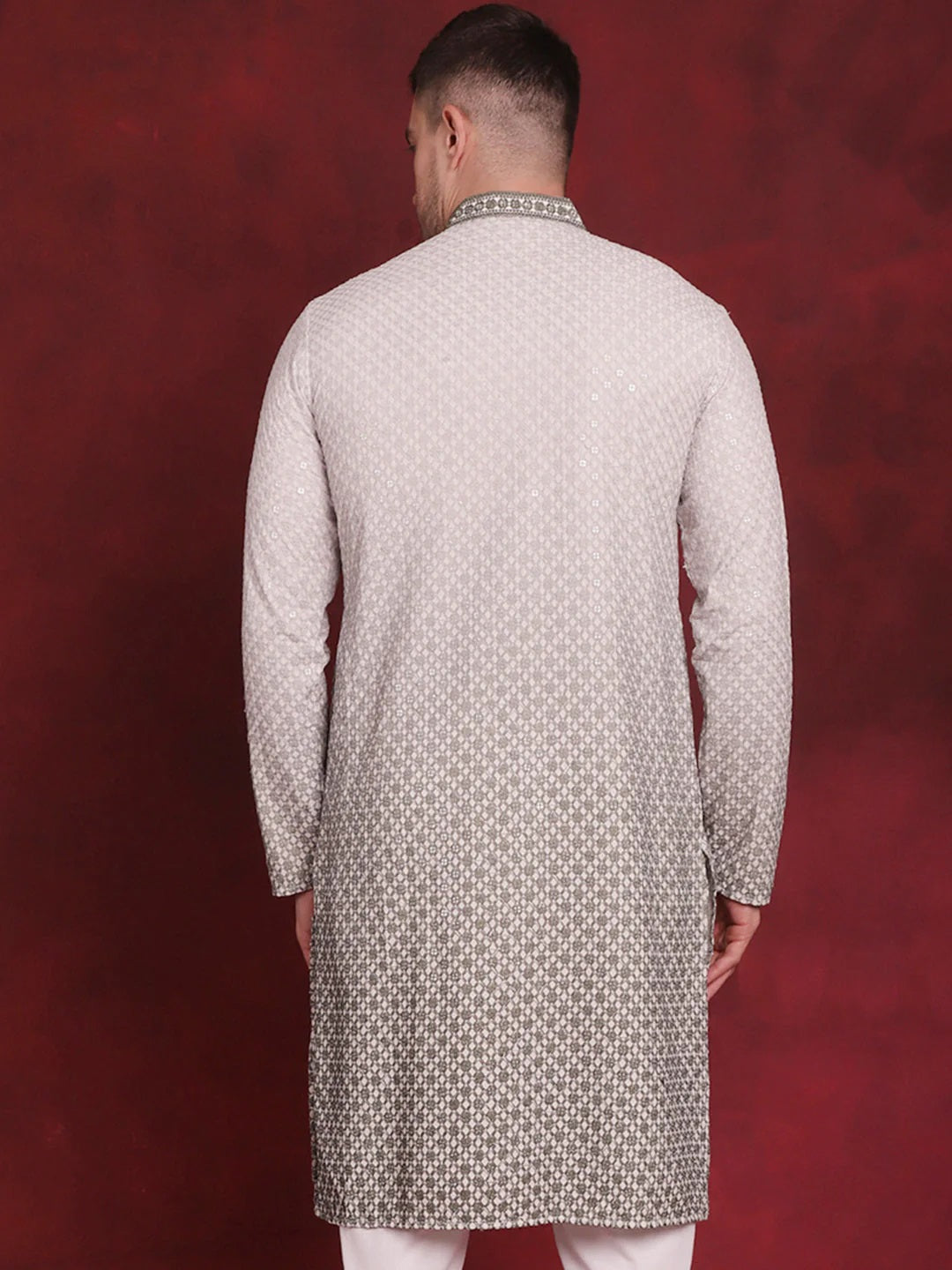 Men'S Sequins Embroidered Kurta With Pyjama