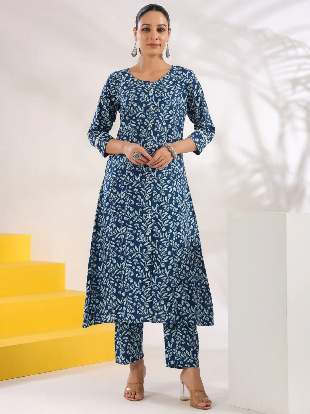 Women Blue Pure Cotton Kurta Set