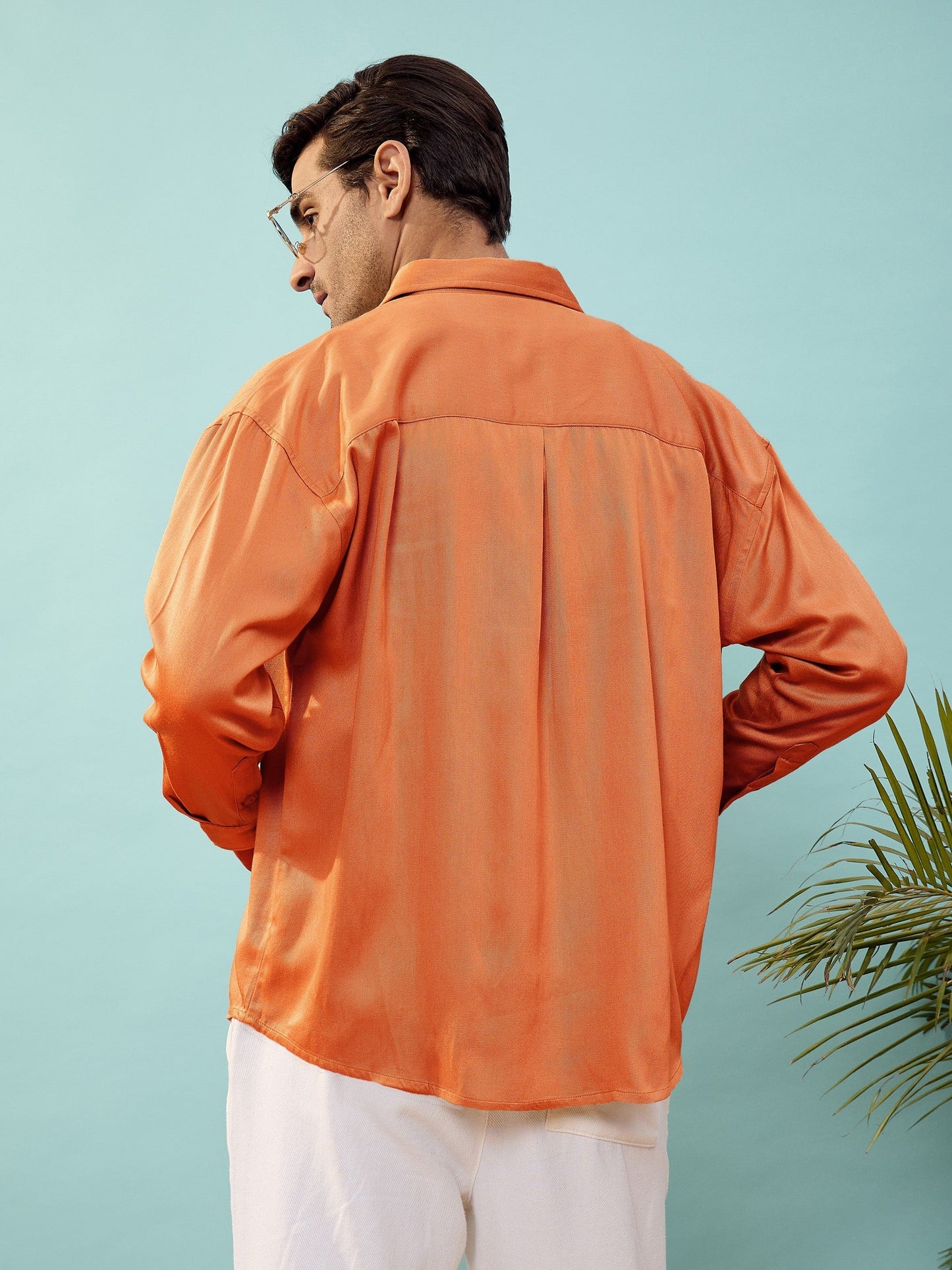 Men Rust Twill Oversize Shirt (Rust)