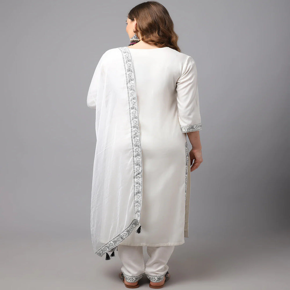 Women White chinkankari printed kurta set