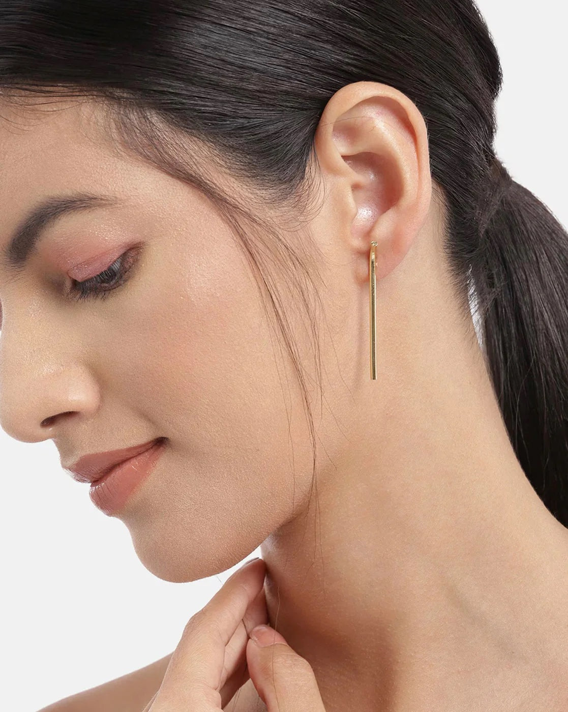 Set Of 2 Gold Plated Contemporary Hoop Earring