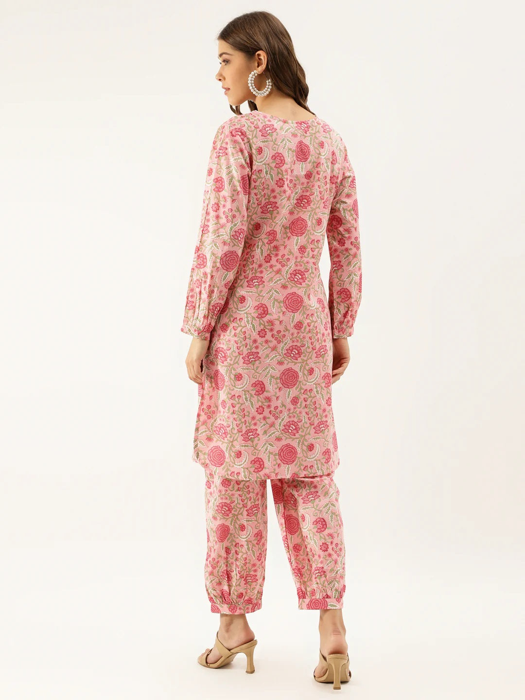 Women Pink Floral Print Cotton Co-ord set