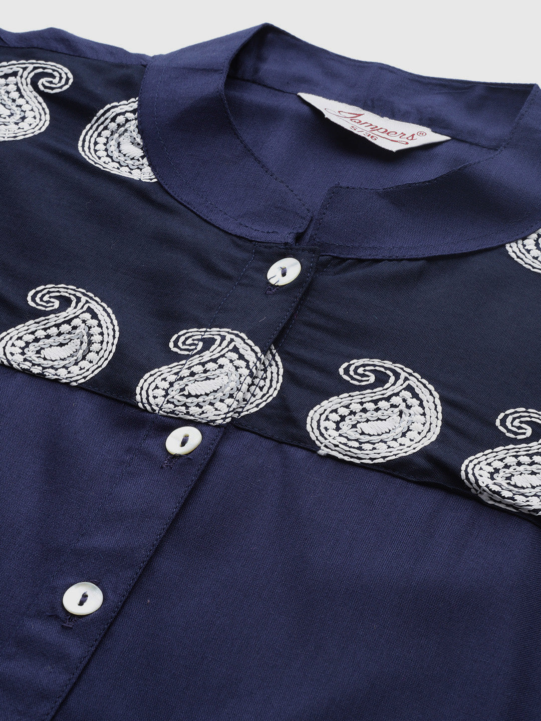 Paisley Embroidered Chikankari Navy Kurta