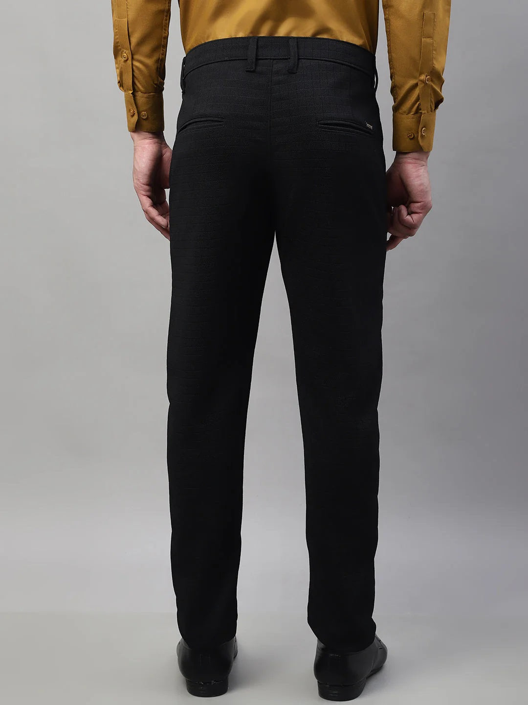 Men'S Black Tapered Fit Formal Trousers