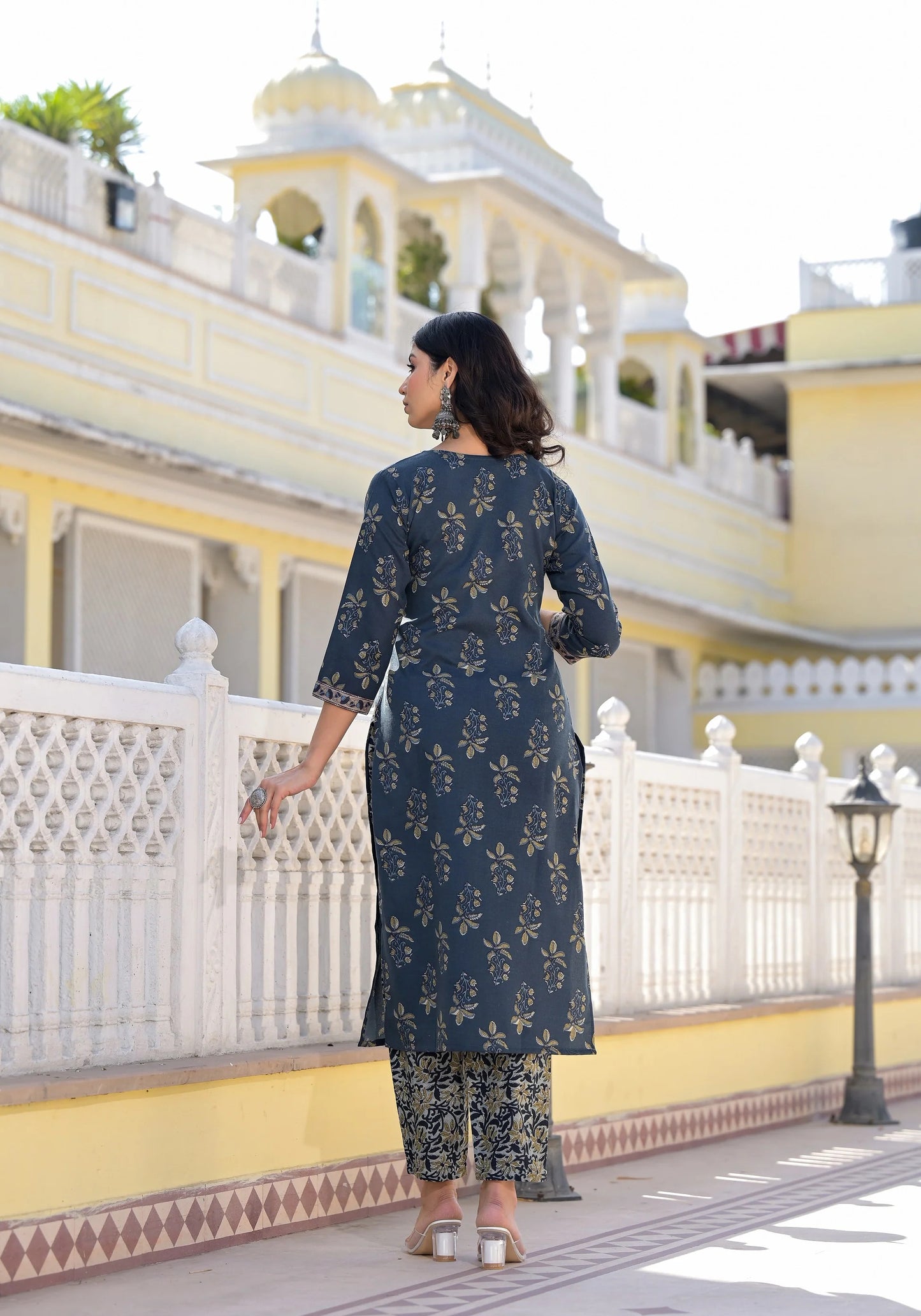 Women Party Wear Flower Printed Kurta With Pant And Dupatta Set