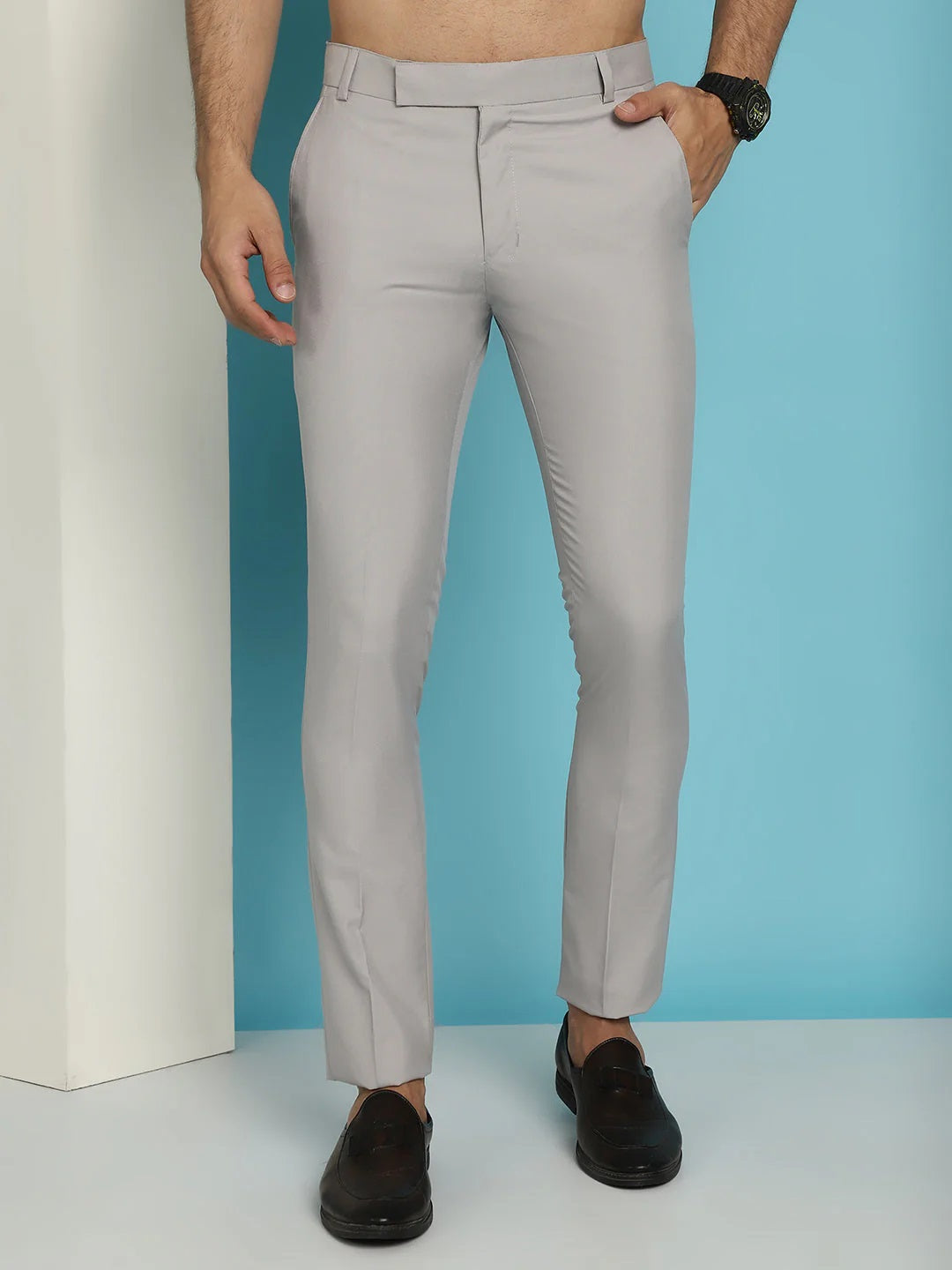 Solid Cotton Formal Trouser For Men'S