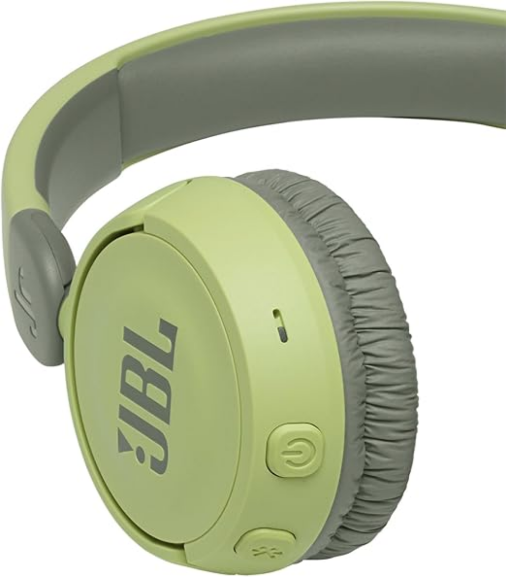 JBL JR310BT Ultra Portable Kids Wireless On-Ear Headphones with Safe Sound, Built-In Mic, 30 Hours Battery, Soft Padded Headband and Ear Cushion - Green,