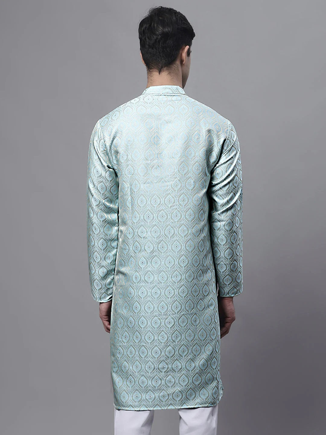 Men Ethnic Sky Blue Woven Design Kurtas