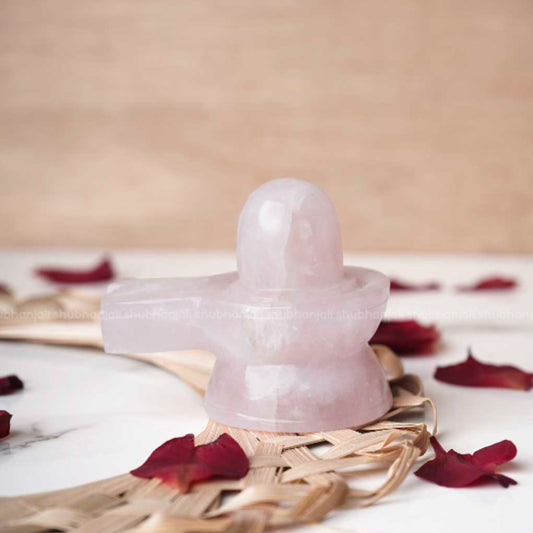 Rose Quartz Shivling, Crystal Idol for Worship, Shiva Lingam