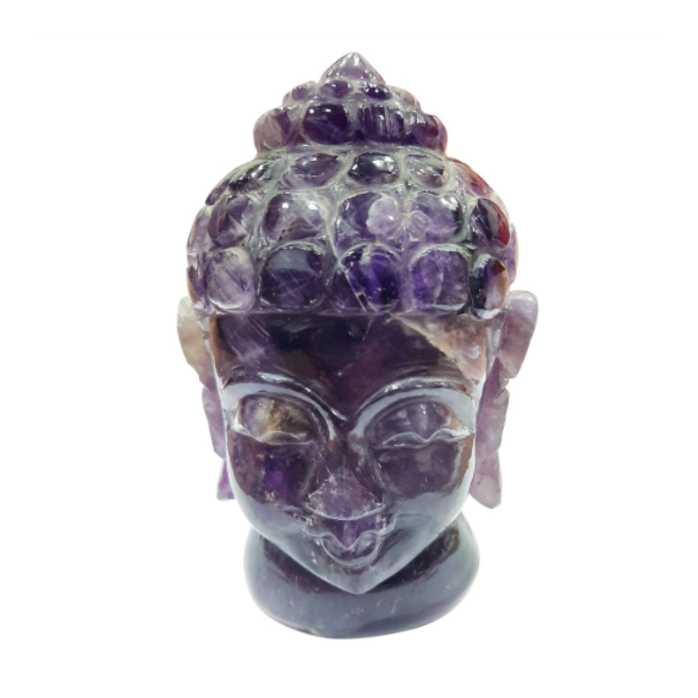 Amethyst Buddha Head | Hand carved | God of Fortune,Buddha figurine