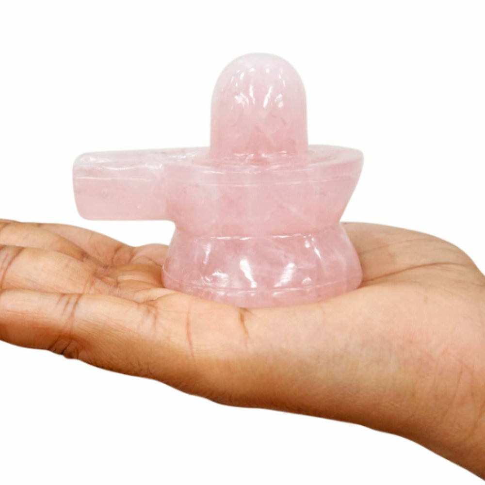 Rose Quartz Shivling, Crystal Idol for Worship, Shiva Lingam