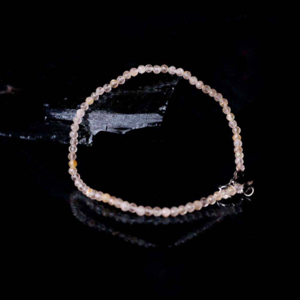 Golden Rutile Faceted Beads Anklet (3MM)