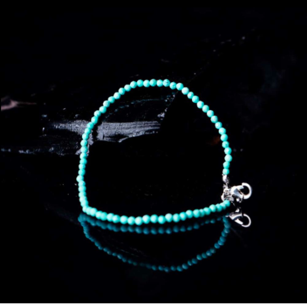 Firoza Turquoise Faceted Beads Anklet (3MM)