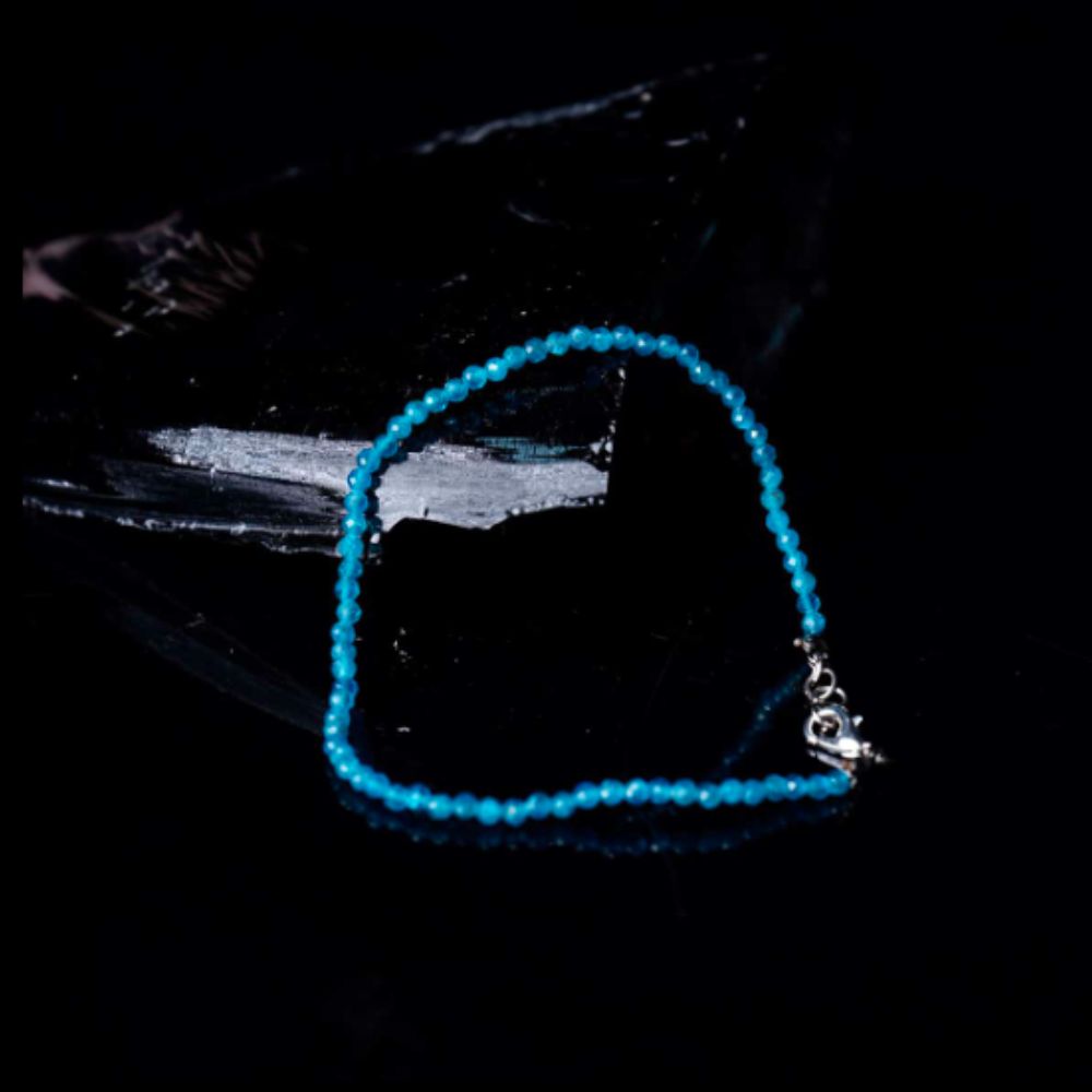 Blue Apatite Faceted Beads Anklet (3MM)