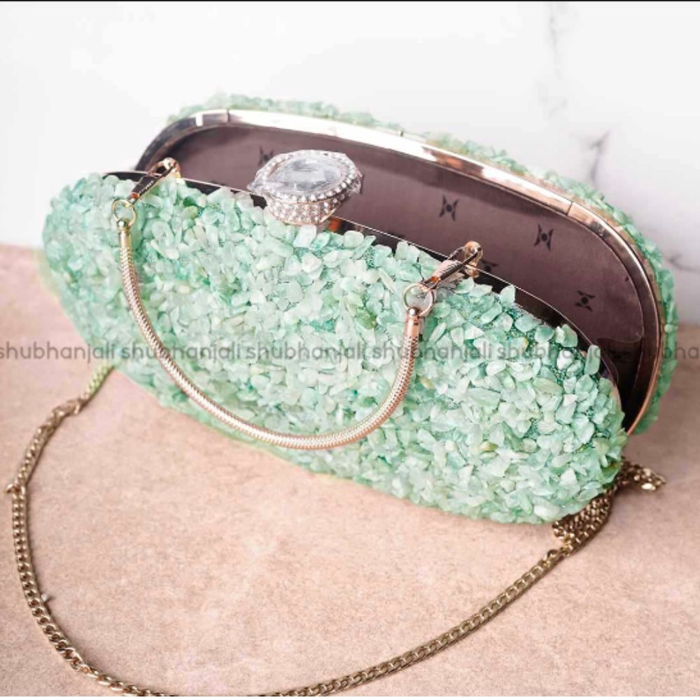 Green Aventurine Chips Stone Clutch (Handbag)