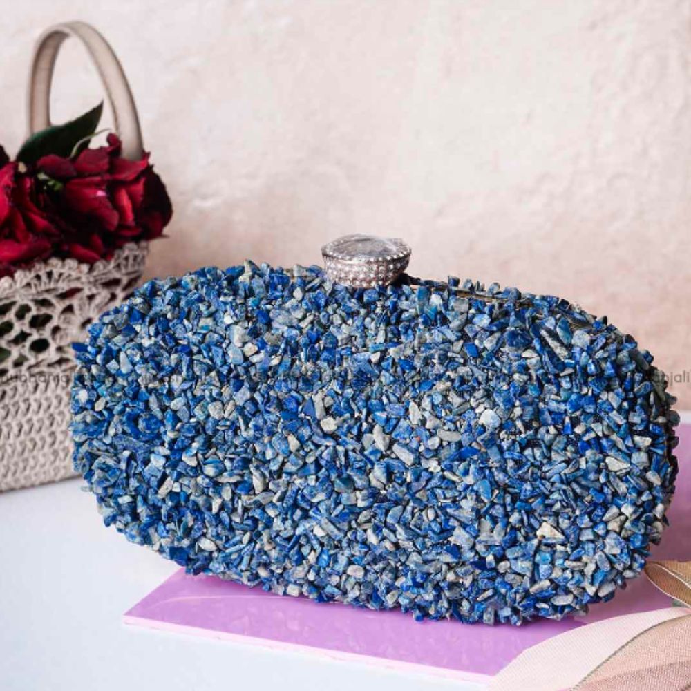 Lapis Lazuli Chips Stone Clutch (Handbag)