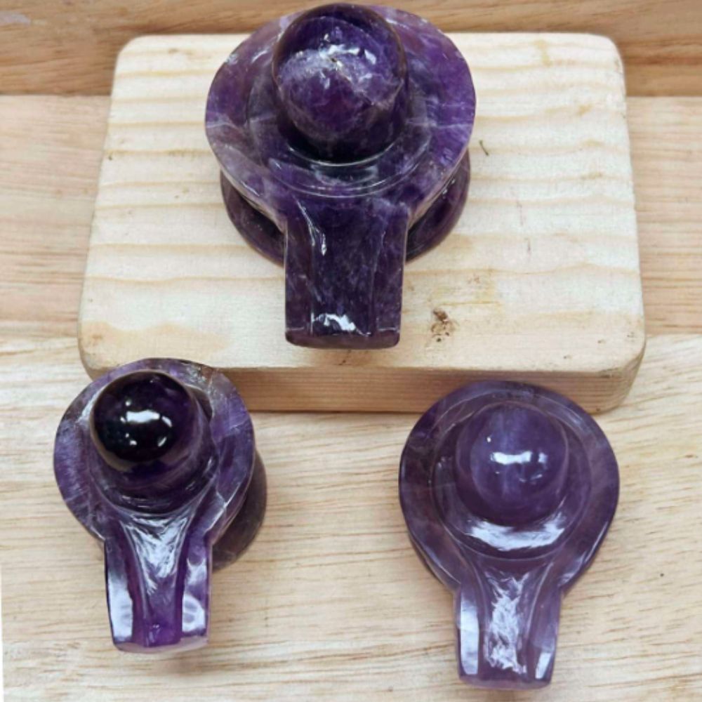 Amethyst Crystal Shivling, Crystal Idol for Worship, Shiva Lingam