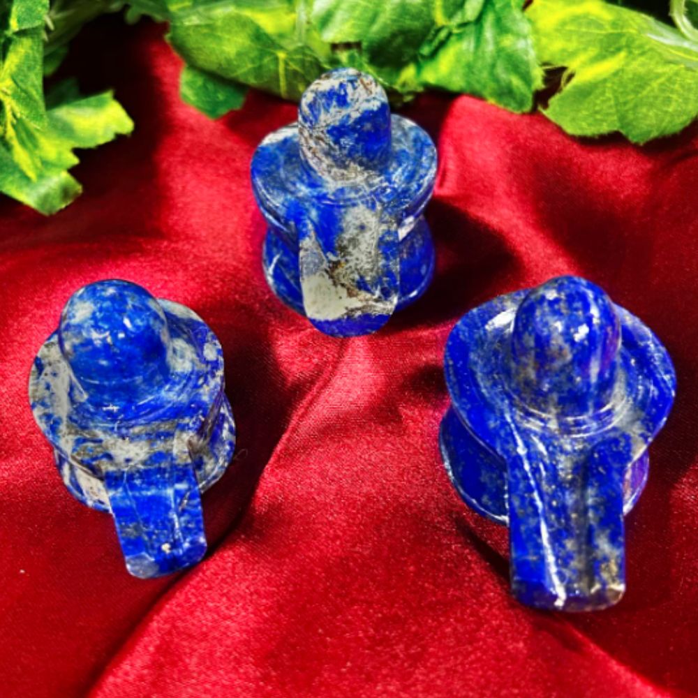 Lapis Lazuli Crystal Shivling, Crystal Idol for Worship, Shiva Lingam