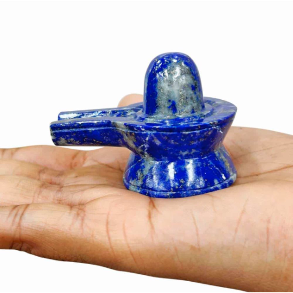 Lapis Lazuli Crystal Shivling, Crystal Idol for Worship, Shiva Lingam