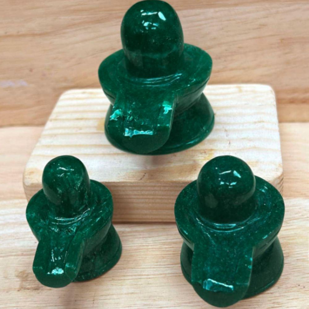 Green Jade Shivling, Crystal Idol for Worship, Shiva Lingam