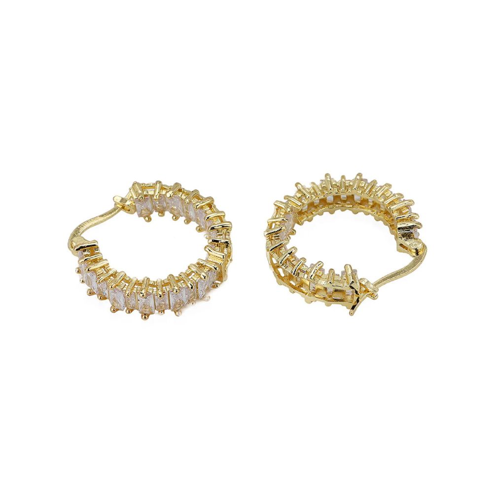 Gold Plated With Cz Stylish Half Hoop Earring For Women