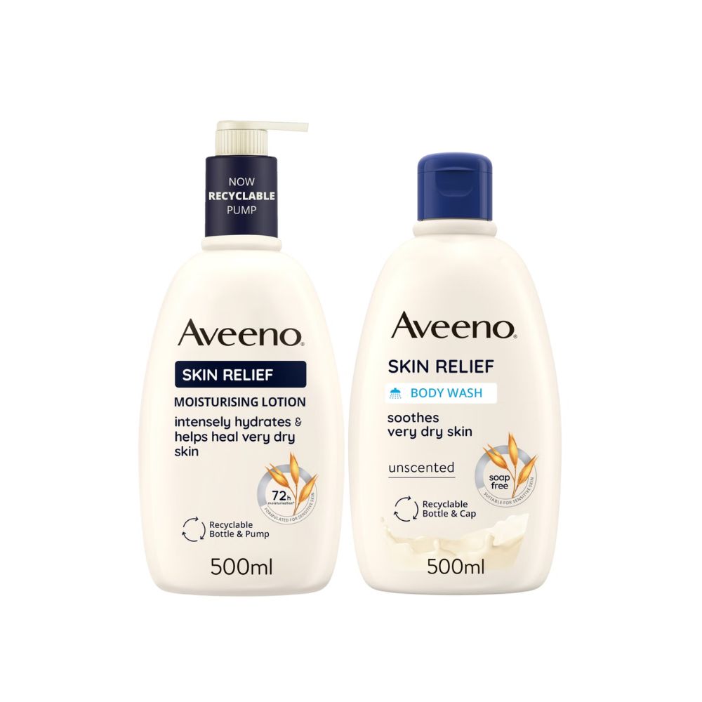 Aveeno Skin Relief Wash and Lotion Duo for Very Dry Skin 1L Mega Bundle