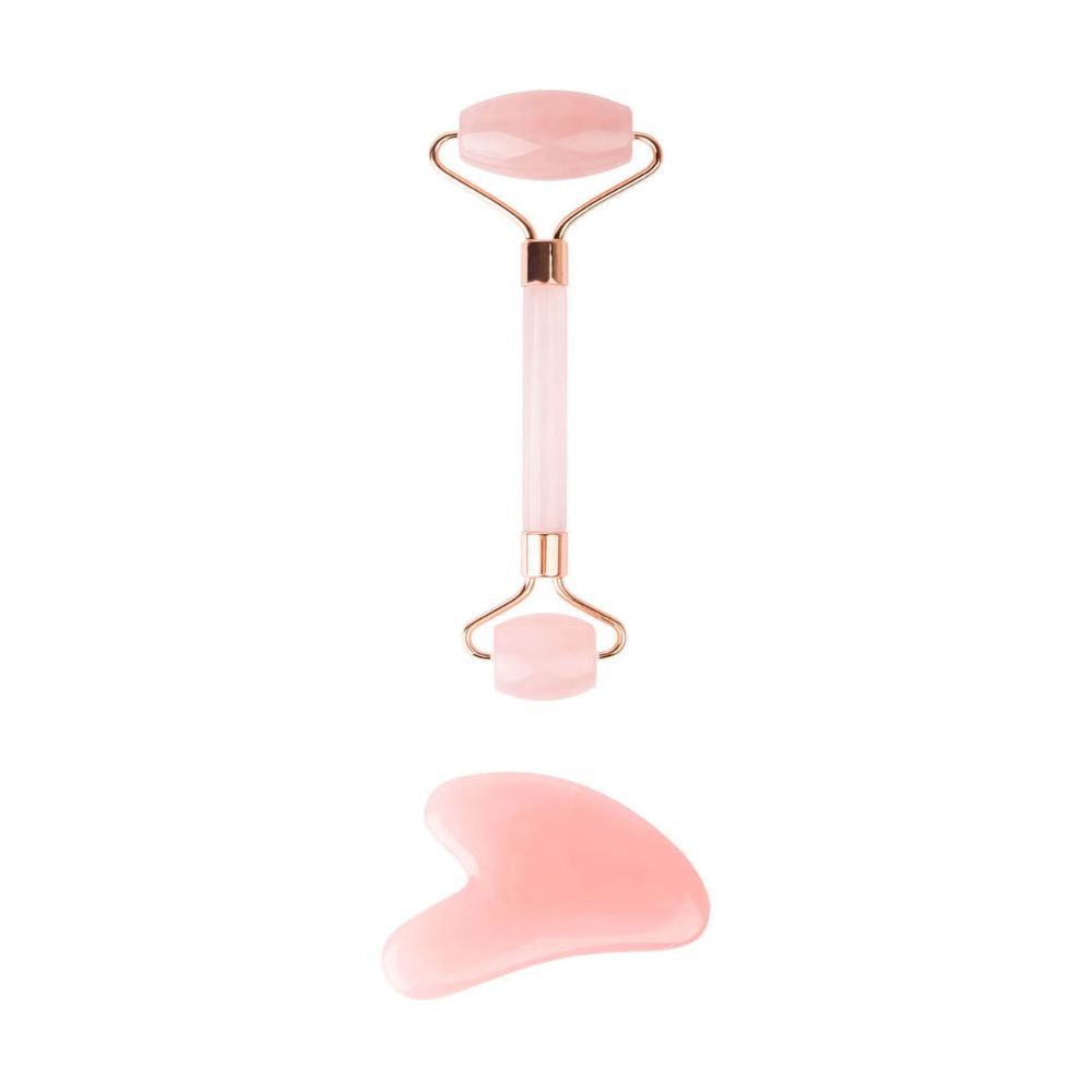 brushworks HD Rose Quartz Resin Roller & Gua Sha