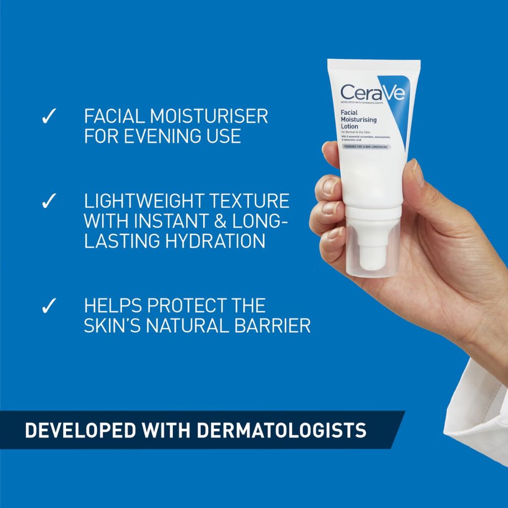 CeraVe Evening Moisturising Routine for Dry Skin, Body and Face Moisturiser with Hyaluronic Acid